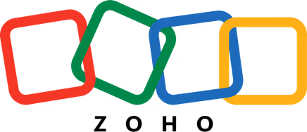 The standard Zoho Logo with 4 colored squares with the word 'Zoho' underneath.